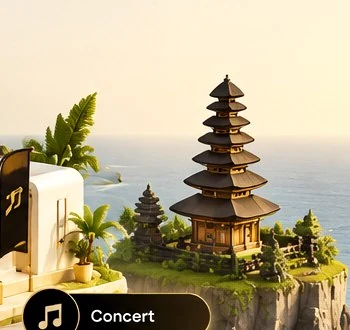 Bali temple and coastal event destination at sunset